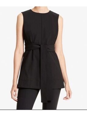 MM LaFleur Angelina Belted Stretch Top in Black Sz 10 NWT